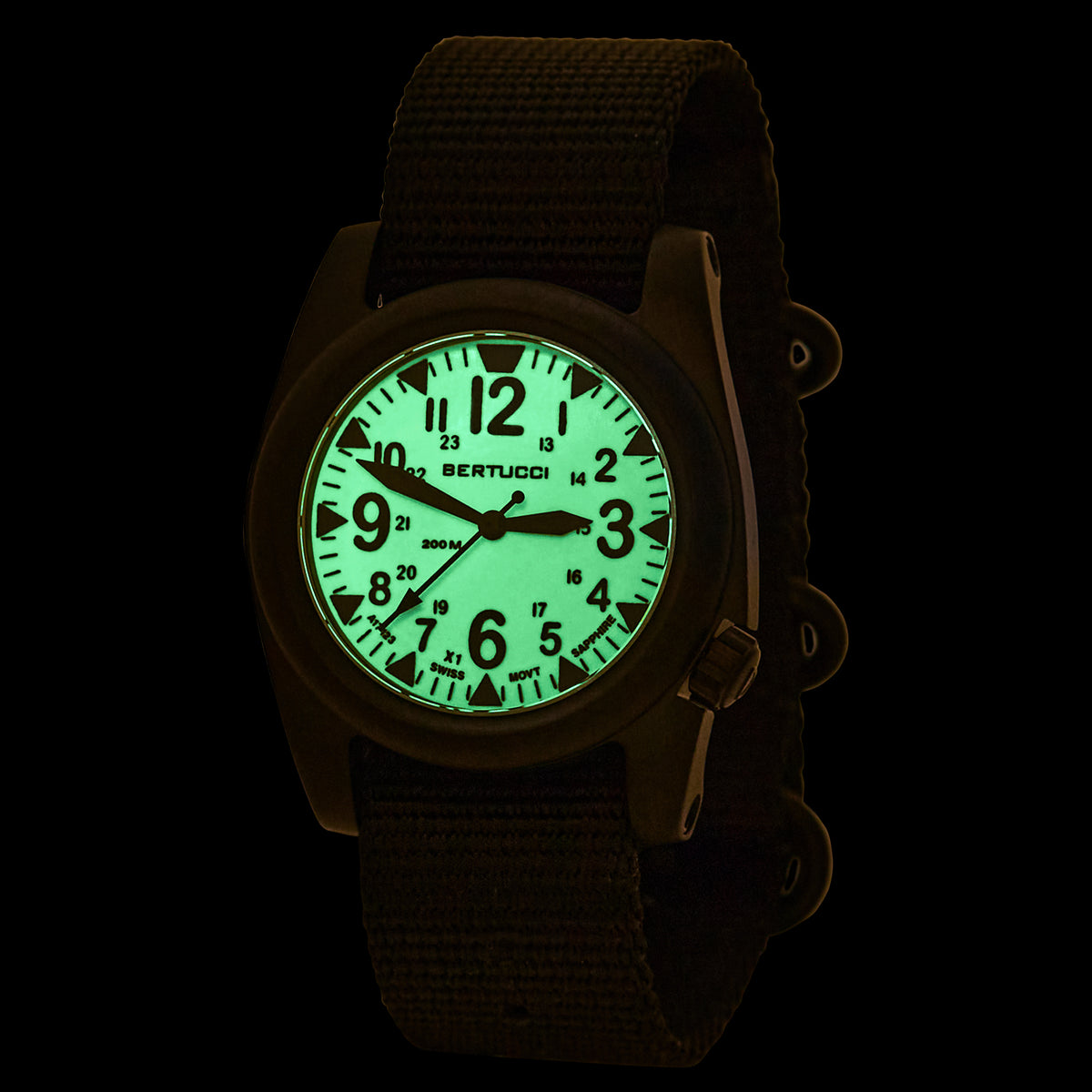 #11122 A-2S Ballista X1 Illuminated, X1 Swiss Super Luminous Dial w/ B –  Bertucci Watches