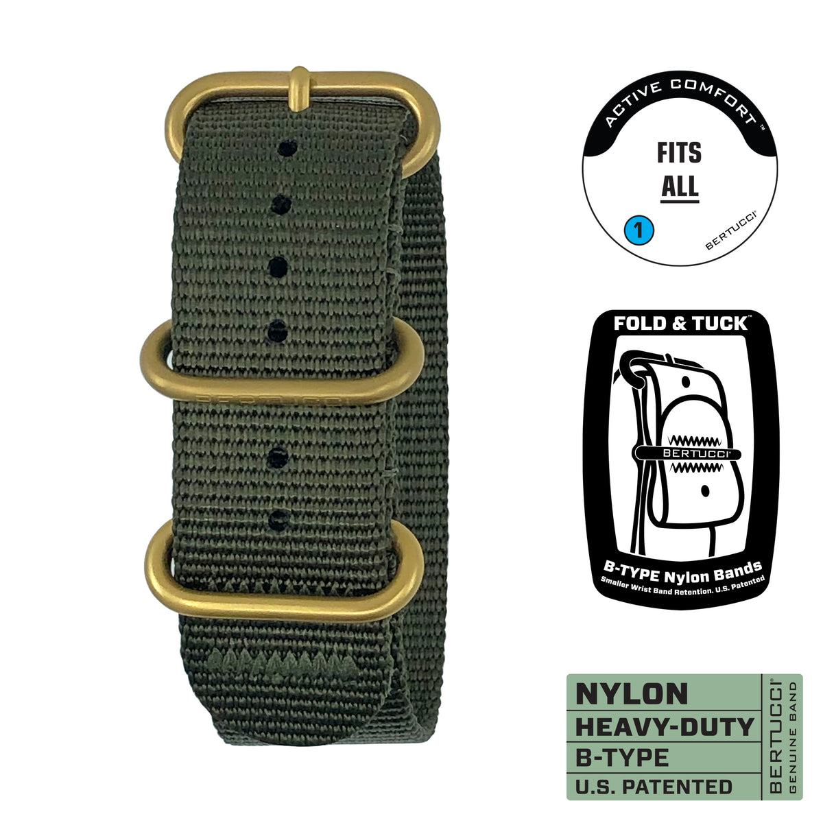 123G - Defender Olive Gold Line™ w/ gold tone hardware, 7/8