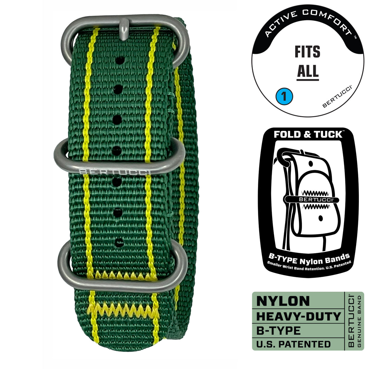 144 - Augusta Verde & yellow stripes w/ matte hardware, 7/8