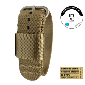 #262 - Field Khaki Comfort-Webb™ webbing band w/ matte hardware, 7/8" - 22 mm size for A-2, A-3, A-6, B-1, D-3 Cases