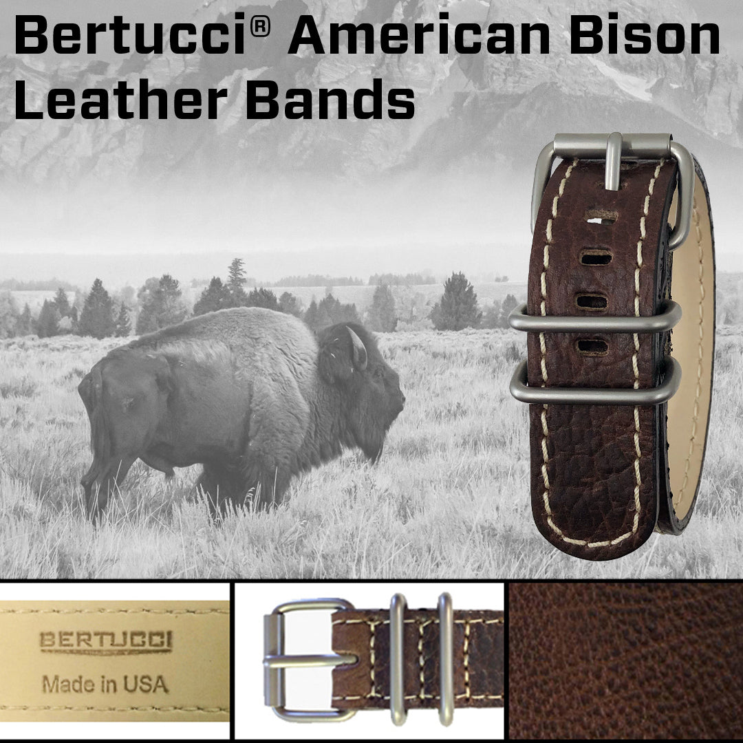 239MD - Dakota Tan American Bison w/ matte hardware, 7/8