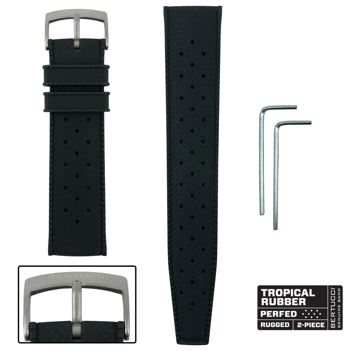 48SB - Black SHORT, 5/8 - 17 mm for M-1 & M-2 cases. – Bertucci Watches