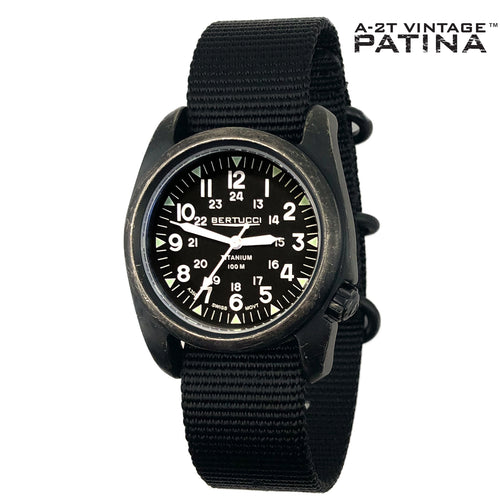 Certified Pre-Owned #12027VP A-2T Vintage™ Patina - Black dial w/ Black Nylon band, Original MSRP: $245