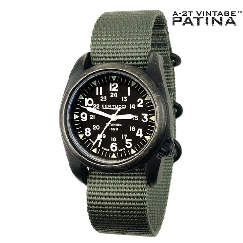 Certified Pre-Owned #12028VP A-2T Vintage™ Patina - Black dial w/ Defender Drab™ Nylon band, Original MSRP: $245