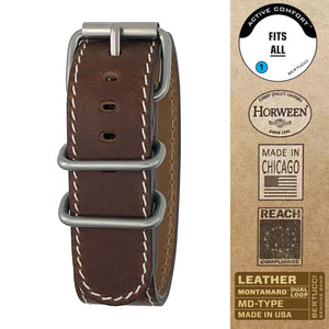 #128MDHP - Nut Brown™ Horween® leather w/ high polish hardware, 7/8" - 22 mm size for A-2, A-3, A-6 & B-1, D-1, D-3 Cases