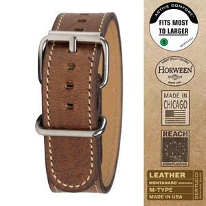 #128MHP - Nut Brown™ Horween® w/ high polish hardware, 7/8" - 22 mm size for A-2, A-3, A-6 & B-1, D-1, D-3 Cases