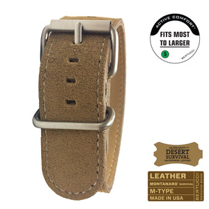 #129M - Desert rough out leather w/ matte hardware, 1" - 26 mm size for A-4 & A-5 Cases