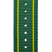 #144HP - Augusta Verde & yellow stripes w/ high polish hardware, 7/8" - 22 mm size for A-2, A-3, A-6, B-1, D-3 Cases