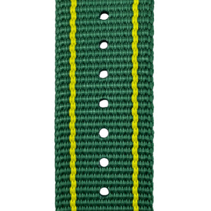 #144 - Augusta Verde & yellow stripes w/ matte hardware, 7/8" - 22 mm size for A-2, A-3, A-6, B-1, D-3 Cases