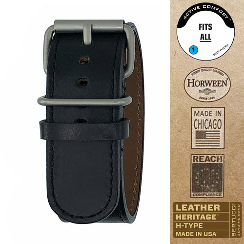#155H - Apex Black Horween® Chromexcel w/ matte hardware, 1
