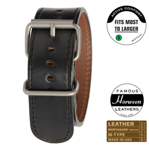 #155M - Apex Black™ Horween® leather w/ matte hardware, 1" - 26 mm size for A-4 & A-5 Cases