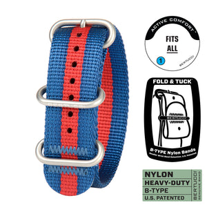 #163 - Blue / Red Pro-Stripe™ w/ matte hardware, 7/8" - 22 mm size for A-2, A-3, A-6, B-1, D-3 Cases