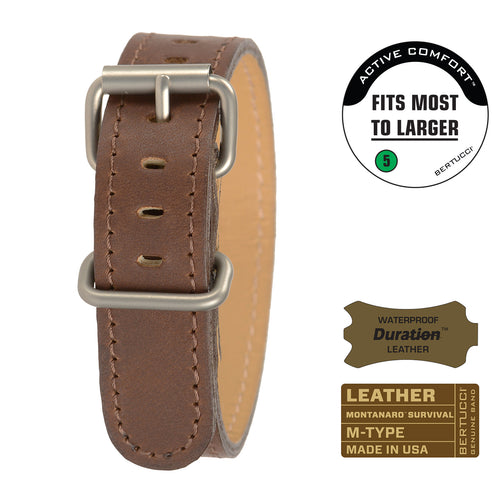 #230M - Brown Mountaineer Duration™ leather w/ matte hardware, 3/4