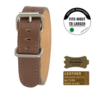 #230M - Brown Mountaineer Duration™ leather w/ matte hardware, 3/4" - 19 mm size for A-1 & C-1 Cases