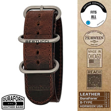 #242BD DuraForm ™ Alpina Brown Horween® Leather Band w/ matte hardware, 7/8" - 22 mm size for A-2, A-3, A-6, A-7 & D-3 Cases