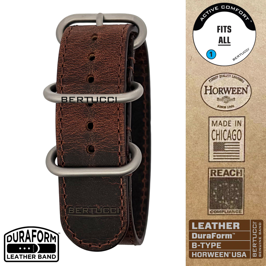242BD DuraForm ™ Alpina Brown Horween® Leather Band w/ matte