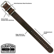 #242BD DuraForm ™ Alpina Brown Horween® Leather Band w/ matte hardware, 7/8" - 22 mm size for A-2, A-3, A-6, A-7 & D-3 Cases