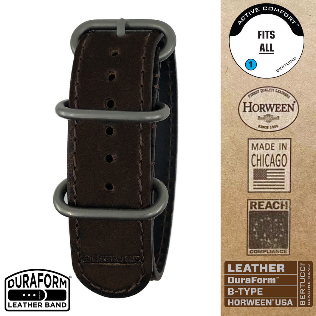 #242BD DuraForm ™ Alpina Brown Horween® Leather Band w/ matte hardware, 7/8