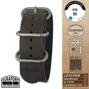 #242BD DuraForm ™ Alpina Brown Horween® Leather Band w/ matte hardware, 7/8" - 22 mm size for A-2, A-3, A-6, D-1, D-3 & B-1 Cases