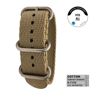 #259 - Field Khaki natural cotton webbing w/ matte hardware, 7/8" - 22 mm size for A-2, A-3, A-6, B-1, D-3 Cases