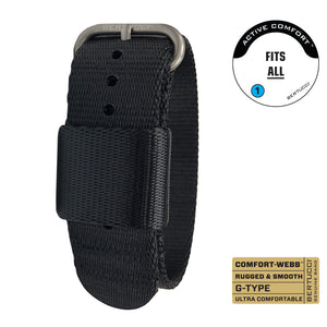 #260 - Black Comfort-Webb™ webbing band w/ matte hardware, 7/8" - 22 mm size for A-2, A-3, A-6, B-1, D-3 Cases