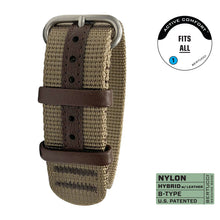#282 - Coyote HYBRID WEBBING + LEATHER, 7/8" - 22 mm size for A-2, A-3, A-6, B-1, D-3 Cases