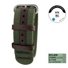 #283 - Forest HYBRID WEBBING + LEATHER, 7/8" - 22 mm size for A-2, A-3, A-6, B-1, D-3 Cases, Original MSRP
