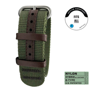 #283 - Forest HYBRID WEBBING + LEATHER, 7/8" - 22 mm size for A-2, A-3, A-6, B-1, D-3 Cases
