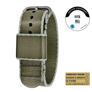 #321 - Endeavor Drab w/ Drab Edging Comfort-Webb™ webbing band w/ matte hardware, 7/8" - 22 mm size for A-2, A-3, A-6, B-1, D-3 Cases