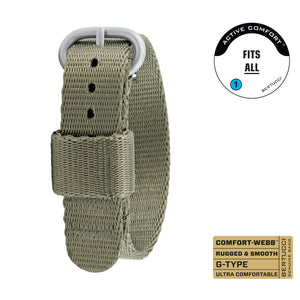 #349 - Field Drab Comfort-Webb™ webbing band w/ matte hardware, 5/8" - 17 mm size for M-1 & M-2 Cases
