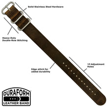 #378BD DuraForm ™ Field Brown Horween® Leather Band w/ matte hardware, 7/8" - 22 mm size for A-2, A-3, A-6, A-7 & D-3 Cases