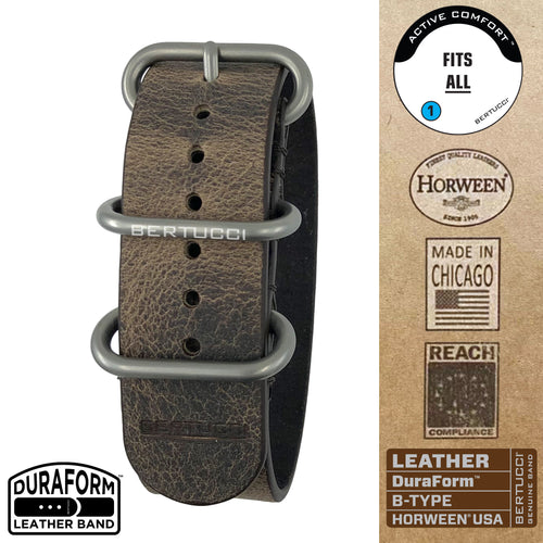 #378BD DuraForm ™ Field Brown Horween® Leather Band w/ matte hardware, 7/8
