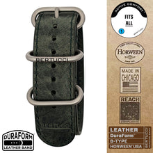 #379BD DuraForm ™ Defender Olive Horween® Leather Band w/ matte hardware, 7/8" - 22 mm size for A-2, A-3, A-6, A-7, & D-3 Cases