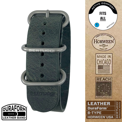 #379BD DuraForm ™ Defender Olive Horween® Leather Band w/ matte hardware, 7/8