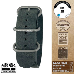 #379BD DuraForm ™ Defender Olive Horween® Leather Band w/ matte hardware, 7/8" - 22 mm size for A-2, A-3, A-6, D-1, D-3 & B-1 Cases