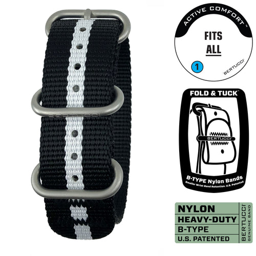 #396 - Black w/ Optic White Pro-Stripe™ w/ matte hardware, 7/8