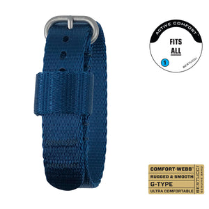 #403 - Cobalt Blue Comfort-Webb™ webbing band w/ matte hardware, 5/8" - 17 mm size for M-1 & M-2 Cases