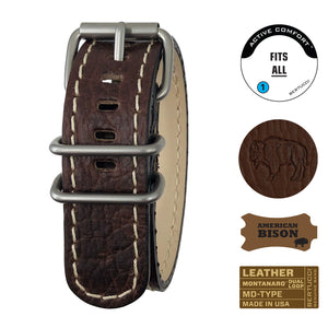 #240MD - Chestnut American Bison w/ matte hardware, 7/8" - 22 mm size for A-2, A-3, A-6 & B-1 Cases