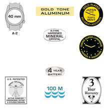 #16303 A-2A Golden Field - Black w/ Black Gold Line™ w/ Stripe Nylon Band, Original $MSRP $145