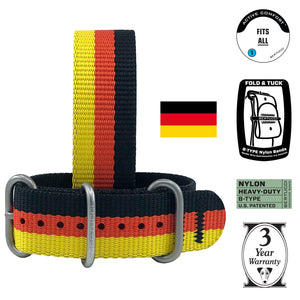 #411 - Flags Of Our Family™ Germany Stripe w/ matte hardware, 7/8" - 22 mm size for A-2, A-3, A-6, A-7, B-1, & D-3 Cases