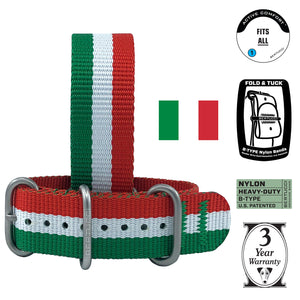 #409 - Flags Of Our Family™ Italy Stripe w/ matte hardware, 7/8" - 22 mm size for A-2, A-3, A-6, A-7, B-1, & D-3 Cases