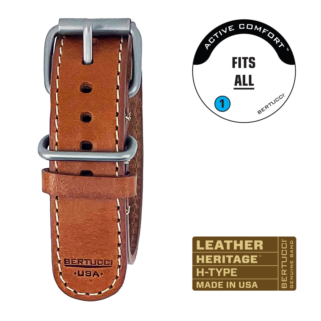 #391H - Scotch Edge Stitch Veg. Tanned Leather Band w/ matte hardware, 7/8