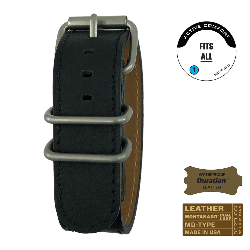 #10MD - Black Duration™ leather w/ matte hardware, 7/8
