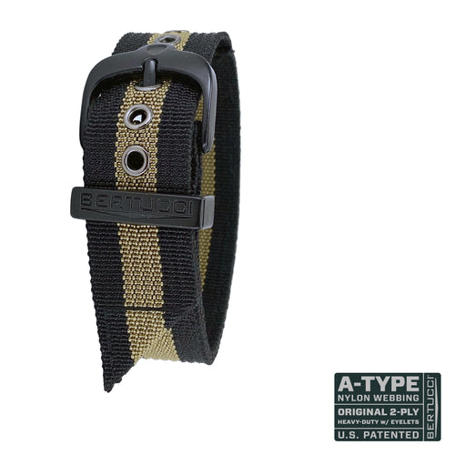 #61B - Black w/ Khaki stripe w/ black hardware, 7/8